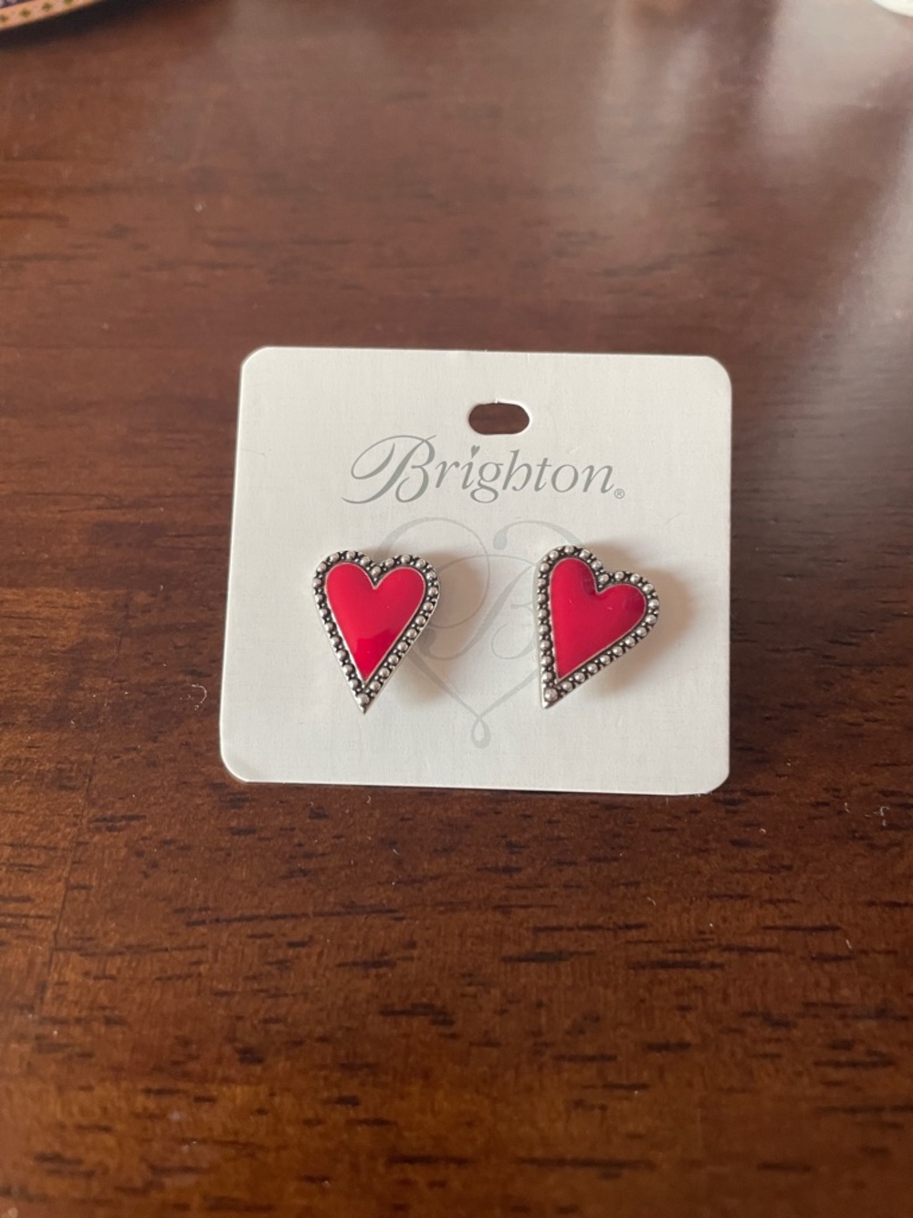 Brighton Red and Silver Heart Stud Earrings